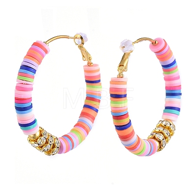 Heishi Beaded Hoop Earrings X-EJEW-JE04081-1