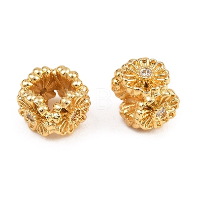 Brass Micro Pave Clear Cubic Zirconia Beads KK-Z162-18G-1