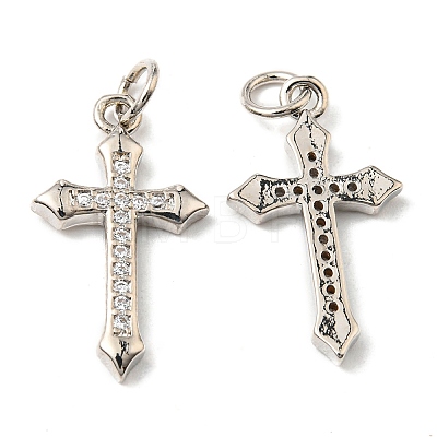 Brass Micro Pave Cubic Zirconia Pendants X-ZIRC-P060-21P-1