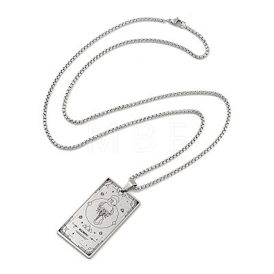 Non-Tarnish 201 Stainless Steel Rectangle with Constellation Pendant Necklaces NJEW-M223-02J-1