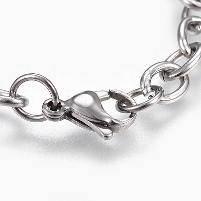 Tarnish Resistant 304 Stainless Steel Cable Chain Bracelets X-BJEW-P239-05-1