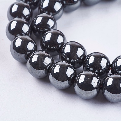 Non-Magnetic Synthetic Hematite Beads Strands G-H1624-12mm-1-1