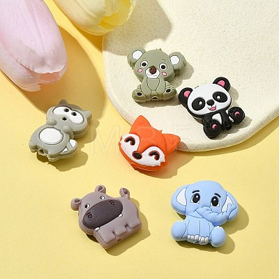 6Pcs 6 Styles Food Grade Eco-Friendly Silicone Focal Beads SIL-FS0001-08-1