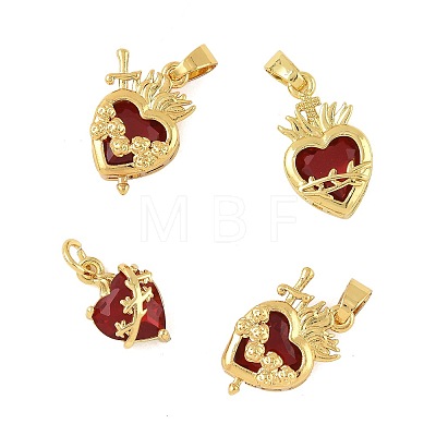4Pcs 4 Styles Brass & Glass Pendants KK-FS0001-83-1