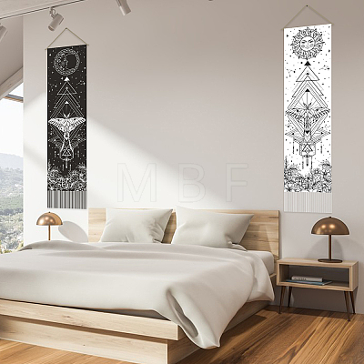 Moon & Sun Pattern Polyester Decorative Wall Tapestrys AJEW-WH0399-021-1