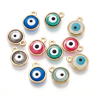 Epoxy Resin Enamel Evil Eye Charms RESI-T045-031B-1