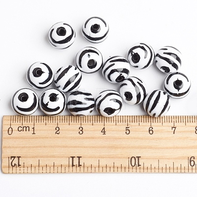 Chunky Bubblegum White and Black Acrylic Zebra Striped Style Heart Beads X-SACR-C020-42-1