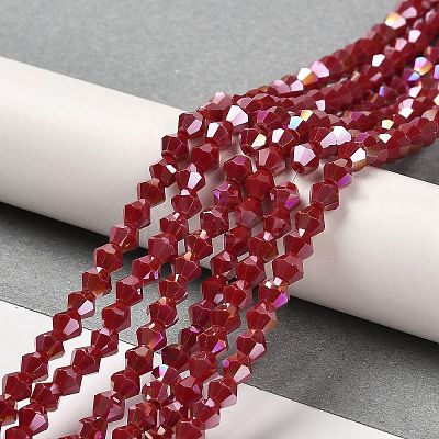 Opaque Solid Color Electroplate Glass Beads Strands EGLA-A039-P4mm-B01-1