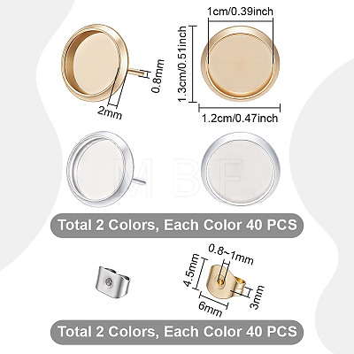 304/202 Stainless Steel Stud Earring Findings STAS-UN0065-02-1