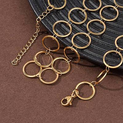 304 Stainless Steel 12MM Ring Link Chain Necklaces NJEW-P343-01C-G-1