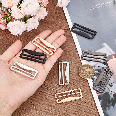 Olycraft 8Pcs 4 Colors Zinc Alloy Underwear Strap Buckles FIND-OC0003-08D-1