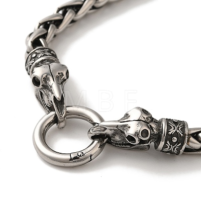 316 Surgical Stainless Steel Wheat Chain Viking Raven Skull Bracelets BJEW-Q349-05AS-04-1