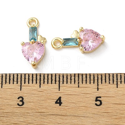 Brass Micro Pave Cubic Zirconia Charms KK-F872-22G-1