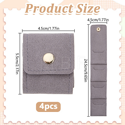 4-Pocket PU Leather Jewelry Rolls with Golden Tone Metal Snap Buttons ABAG-WH0048-69B-1