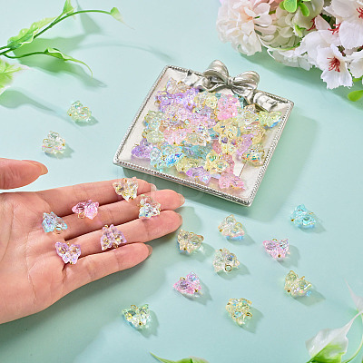 60Pcs 6 Colors Electroplate Transparent Glass Charms PALLOY-TAC0287-1