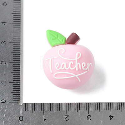 Cartoon Double Sided Apple with Word Thank you Silicone Beads SIL-V001-09B-1