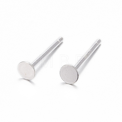 925 Sterling Silver Flat Pad  Stud Earring Findings STER-K167-045B-S-1