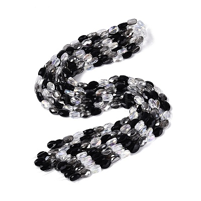 Electroplate Imitation Jade & Opaque & Transparent Glass Beads Strands EGLA-Q135-8x11MM-01E-1