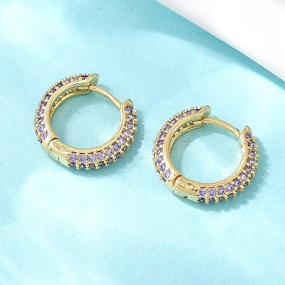 Brass Cubic Zirconia Hoop Earrings EJEW-A156-05G-1