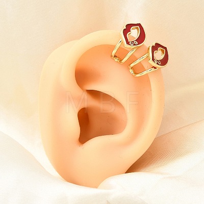 Lip Brass Micro Pave Clear Cubic Zirconia Cuff Earrings EJEW-C186-16G-1