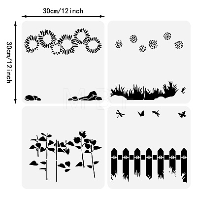 4Pcs 4 Styles PET Hollow Out Drawing Painting Stencils DIY-WH0417-0002-1
