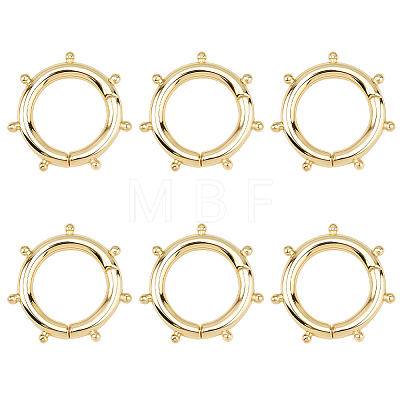 6Pcs Brass Spring Gate Rings KK-SC0007-74-1