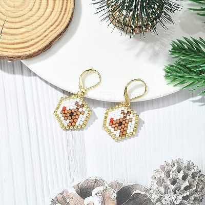 Christmas 304 Stainless Steel with Glass Cylinder Seed Beads Dangle Earrings EJEW-MZ00819-1