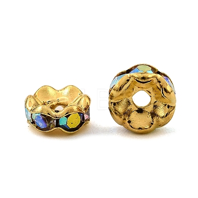 Brass Rhinestone Spacer Beads RB-A014-L6mm-28G-1