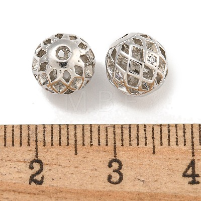 Rack Plating Brass Micro Pave Clear Cubic Zirconia Beads KK-U030-18P-1