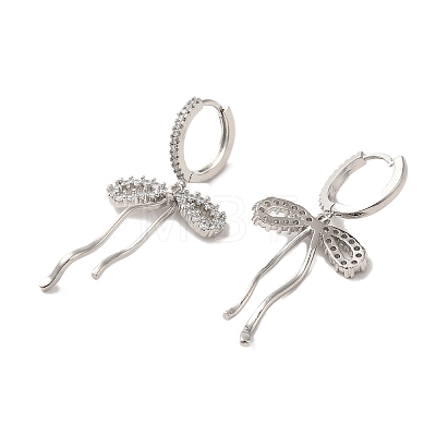 Brass Micro Pave Clear Cubic Zirconia Huggie Hoop Earrings for Women EJEW-A040-11P-1