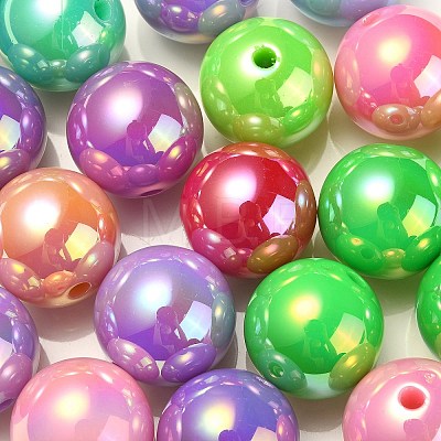 UV Plating Rainbow Iridescent Acrylic Beads PACR-E001-04A-1