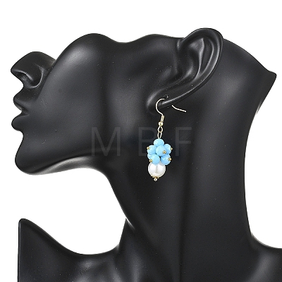 2 Pairs Round ABS Plastic Imitation Pearl Dangle Earrings EJEW-JE06757-1