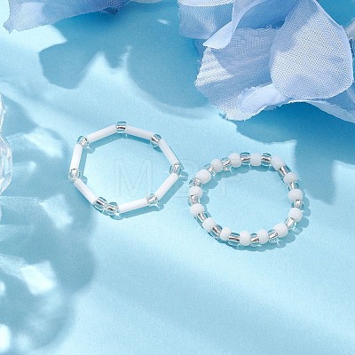 Glass Beads Stretch Rings for Women RJEW-JR00691-1