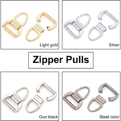 BENECREAT 24Pcs 4 Colors Zinc Alloy Zipper Slider FIND-BC0001-64-1