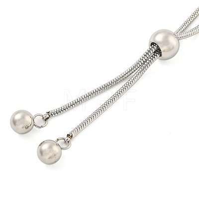 Non-Tarnish Round Beaded 304 Stainless Steel Pendant Necklaces for Women NJEW-G137-01P-1