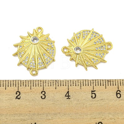 Rack Plating Brass Pave Clear Cubic Zirconia Star Connector Links KK-B091-38G-1