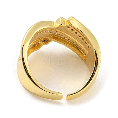 Brass Micro Pave Cubic Zirconia Open Cuff Ring RJEW-C033-13G-1