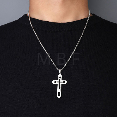 201 Stainless Steel Pendant Necklaces for Man NJEW-Q336-03B-P-1