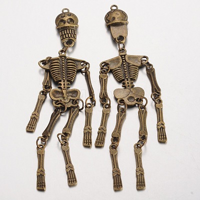 Human Skeleton Tibetan Style Alloy Big Pendants X-PALLOY-K110-38AB-NR-1