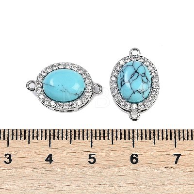 Synthetic Turquoise Oval Connector Charms KK-U043-50P-03-1