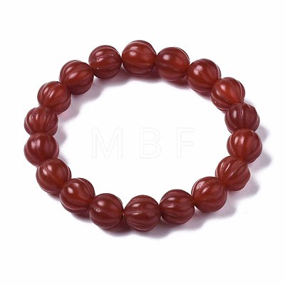 Natural Carnelian Beaded Stretch Bracelets G-Q998-015-1