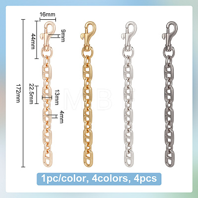 GOMAKERER 4Pcs 4 Colors Alloy Mariner Link Chain Bag Strap Extenders FIND-GO0001-23-1