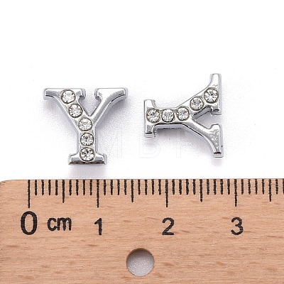 Alloy Rhinestone Initial Letter.Y Slide Charms Fit DIY Wristbands & Bracelets X-ZP1Y-NLF-1