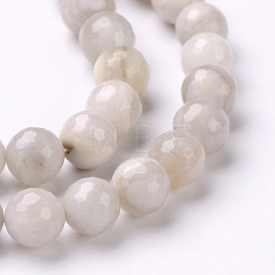Faceted Natural Agate Round Bead Strands G-L383-11-4mm-1