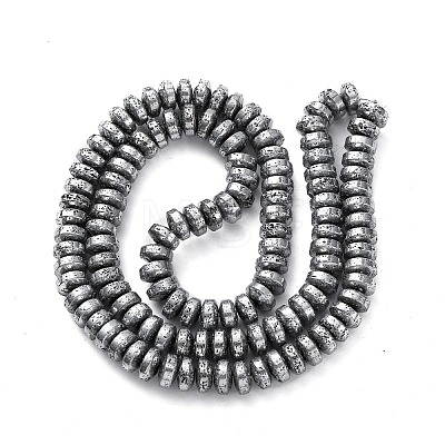 Electroplated Natural Lava Rock Beads Strands G-A256-E01-01G-1