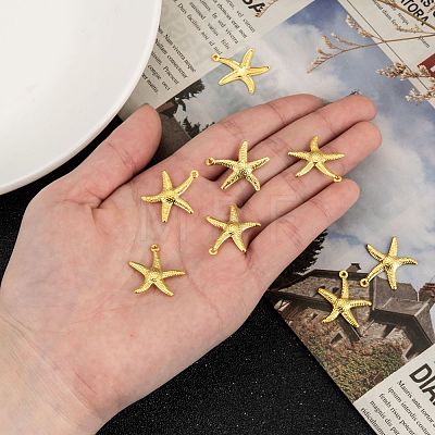 Brass Starfish/Sea Stars Pendants X-KK-L134-11G-1