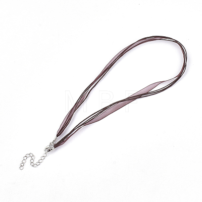 Waxed Cord and Organza Ribbon Necklace Making NCOR-T002-303-1