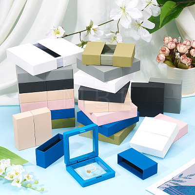 3 Bags 3 Styles Square Transparent PE Thin Film Suspension Jewelry Display Box CON-TA0001-38B-1