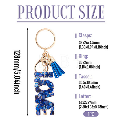 Alloy & Resin Tassel Keychainss AJEW-TADJ0001-20G-05-1