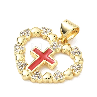 Religion Cross Brass Micro Pave Clear Cubic Zirconia Pendants CU-CBA83A6-03F-G-1